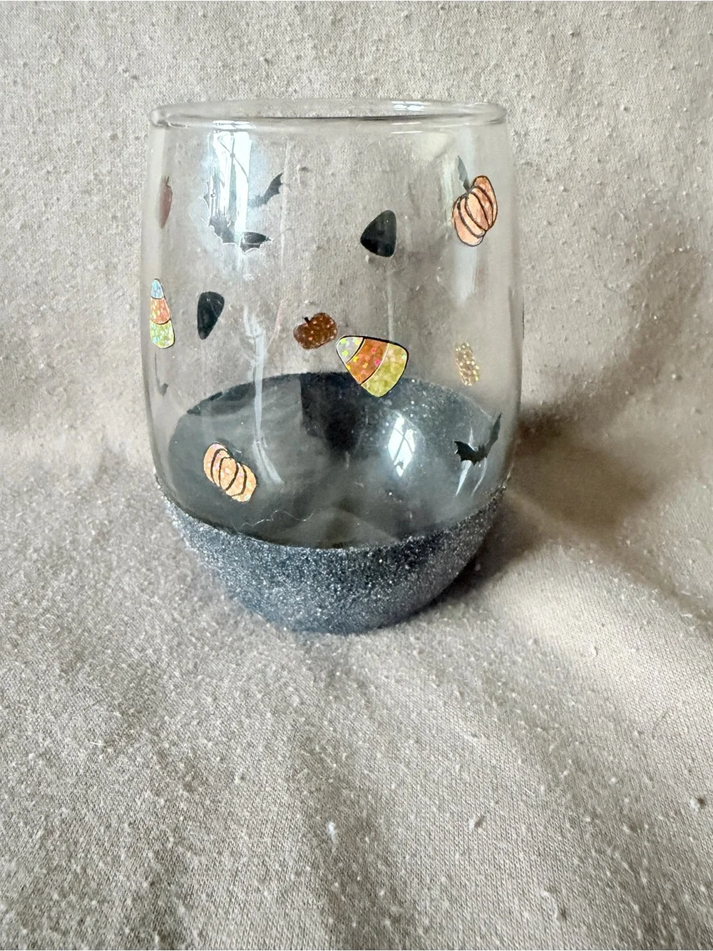 Glass Halloween Candy Corn Accent Vase - Black Base